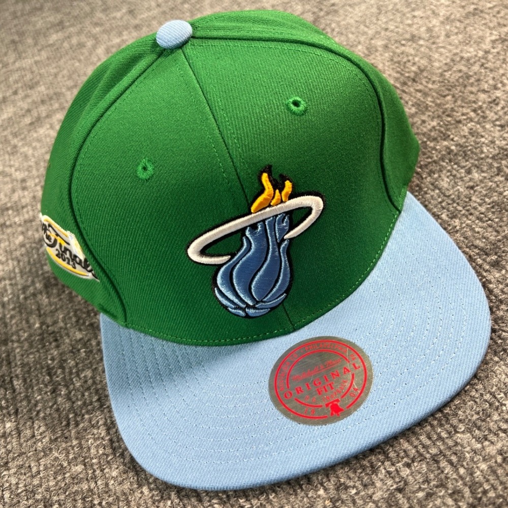 Mitchell & Ness Miami Heat Hat Mens OS Green Blue 2013 NBA Finals Snapback Cap